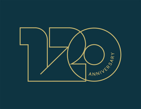120 Year Anniversary Logo, Golden Color, Vector Template Design element for birthday, invitation, wedding, jubilee and greeting card illustration.