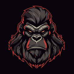 Gorilla head with red highlights illustration
