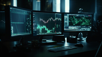 Fototapeta premium 投資・チャート・トレーダー・ファイナンシャルのオフィスイメージ 
