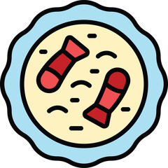 Fish paella icon outline vector. Spanish food. Cooking spain color flat