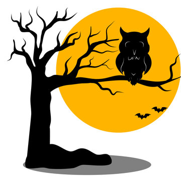 recommend clip art: Silhouette Halloween night and element with Full Moon 