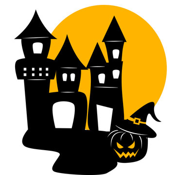 recommend clip art: Silhouette Halloween night and element with Full Moon 