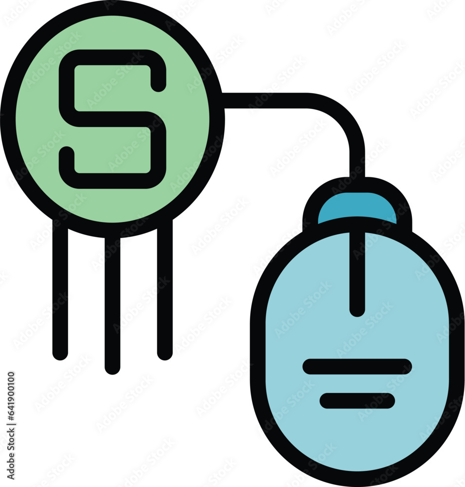 Poster mouse click button icon outline vector. data blog. database app color flat
