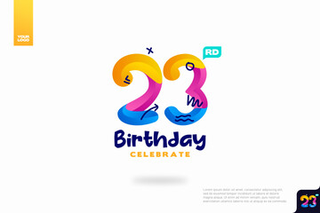 Number 23 logo icon design, 23rd birthday logo number, anniversary 23
