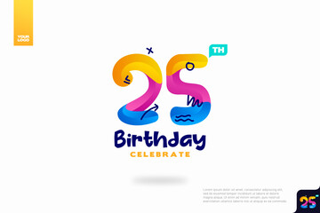 Number 25 logo icon design, 25th birthday logo number, anniversary 25
