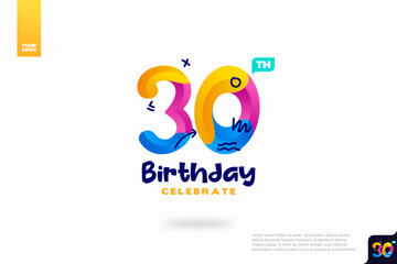 Number 30 logo icon design, 30th birthday logo number, anniversary 30
