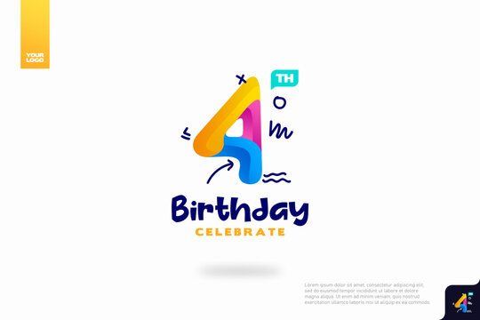 4th child birthday celebration party logo number.

