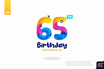 Number 65 logo icon design, 65th birthday logo number, anniversary 65

