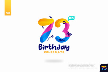 Number 73 logo icon design, 73rd birthday logo number, anniversary 73
