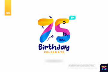 Number 75 logo icon design, 75th birthday logo number, anniversary 75
