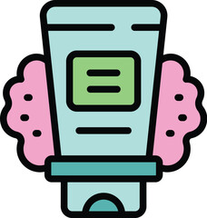 Coco cream tube icon outline vector. Milk package. Soap product color flat