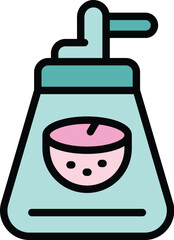 Coconut soap dispenser icon outline vector. Cosmetic cream. Natural shampoo color flat