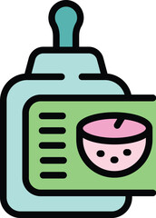 Coconut soap icon outline vector. Natural shampoo. Coco cream color flat