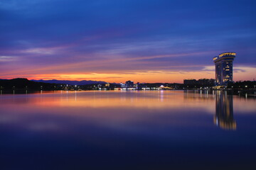 The sunset of Gangwon-do. The sunset of the lake