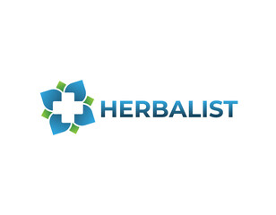 Modern Simple Herbal Medical Pharmacy Logo Design Template