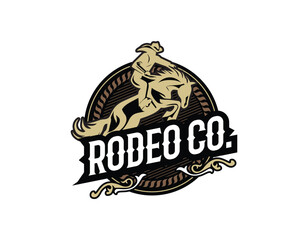 Western Retro Cowboy Rodeo Emblem Logo Design Template