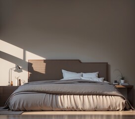 Fototapeta na wymiar modern, minimalist bedroom interior with neutral color palette and natural light