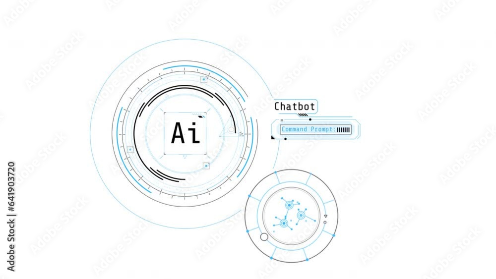 Sticker animation of infographics about artificial intelligence and chatbot.