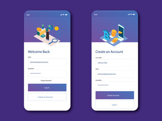 Free vector website login page template design