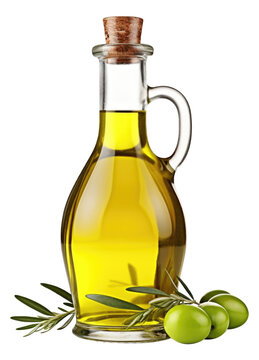 Olive Oil on Bottle Isolated on Transparent Background
