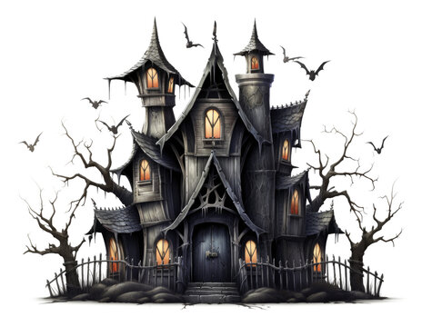 Haunted House Isolated on Transparent Background
