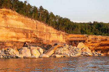 Collapsed rocks along Pictured Rocks National Lakeshore