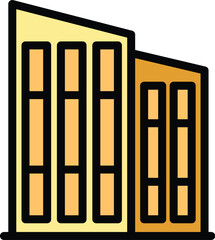 Office building center icon outline vector. Modern city. Retail centre color flat