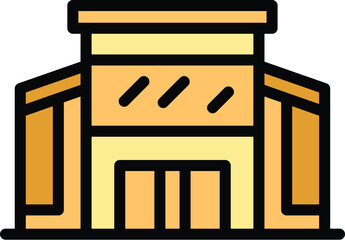 House building icon outline vector. City modern. Store centre color flat