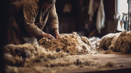 羊毛の生産をするグローワー
 - obrazy, fototapety, plakaty