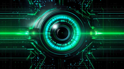 green future fantasy technology cybernetic eye, future technology tracking