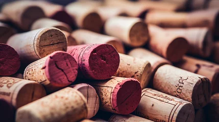 Fotobehang A Collection of Stacked Wine Corks, Crafted into a Charming Piece of Artistry, Capturing the Essence of Fine Wine Moments © Linus