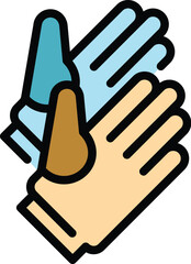 Winter gloves icon outline vector. Boxer glove. Sport box color flat