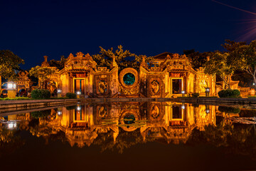 Night View on the temple in old town of Hoi An, Vietnam. Unesco World Heritage Site. The Bu Mu temple gate Cong Chua Ba Mu, ancient temple at Hoi An ancient town.