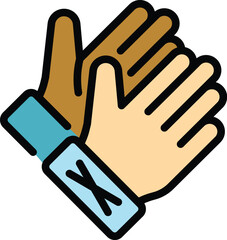 Safety sport gloves icon outline vector. Sport equipment. Winter snow color flat