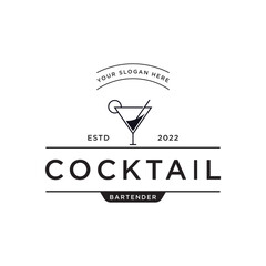 Premium quality cocktail alcohol drink logo design with vintage style. Logo for bar, restaurant, pub, business, badge.