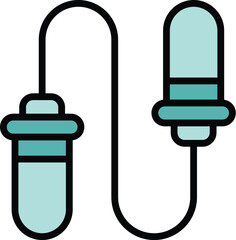 Obraz premium Fitness jumping icon outline vector. Training rope. Gym exercise color flat