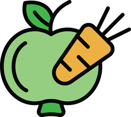 Fitness fruits icon outline vector. Jump rope. Sport workout color flat