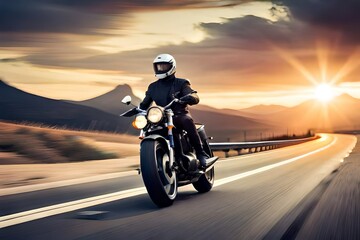 Obraz na płótnie Canvas biker on a highway