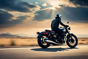 Fototapeta na wymiar motocross rider on the sunset
