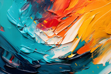 The canvas bursts with a riot of vibrant colors, showcasing a rich palette created by expressive oil