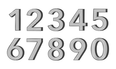 Set of ten numbers from 0 to 9. Vector illustration.