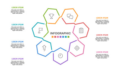 7-pointed star infographic process to success. Vector illustration.