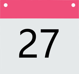 Header calendar pink bottom gray black number 27