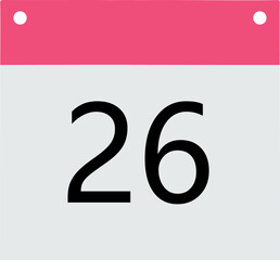 Header calendar pink bottom gray black number 26