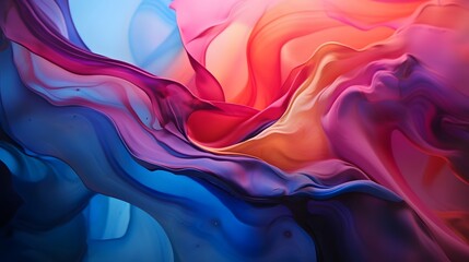 Beautiful abstraction of liquid paints in slow blending flow mixing together gently, AI generative