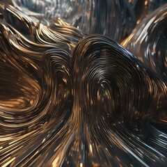 Liquid metal tendrils weaving through a pixelated dreamscape1 - obrazy, fototapety, plakaty