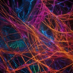 A tangled web of neon threads forming a mesmerizing abstract tapestry2