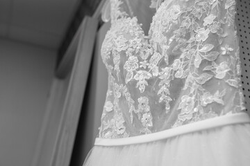 Fototapeta na wymiar La robe de la mariée le jour de son mariage