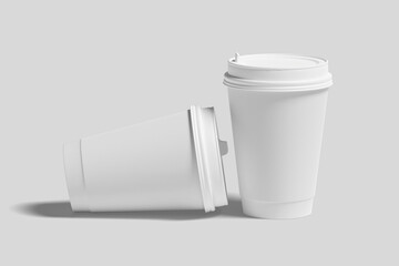 Realistic Paper Coffee Cup Illustration for Mockup. 3D Render.