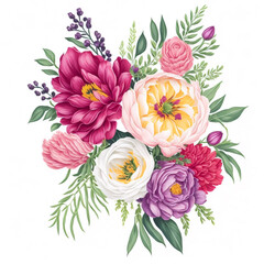  Vector floral bouquet with watercolor arrangement, created with AI Generative technology